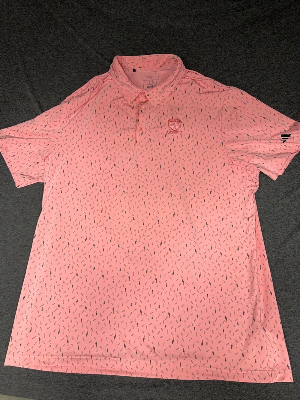 Men's Adidas Pink Patterned Polo Shirt Size XL
